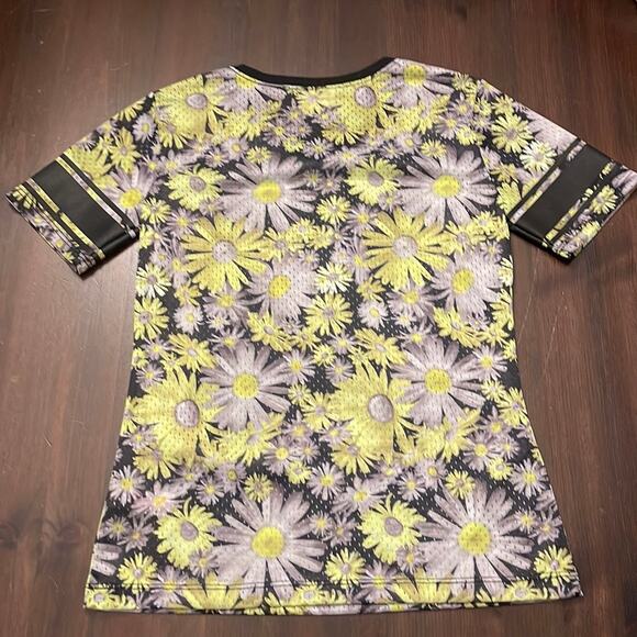 Justice Girls Mesh Jersey Tee Sz 7 Glitter HAPPY 04 Daisies Floral Shirt - Picture 2 of 7